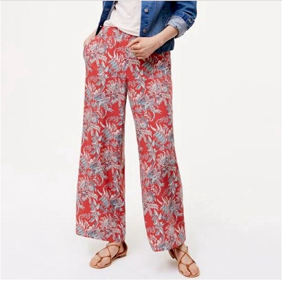 LOFT Pants - LOFT Tropical Palm  Floral Wide Leg Palazzo Pant